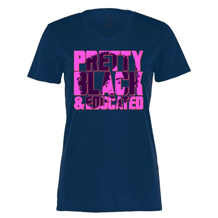 Pretty Black & Educated Black History Month Women's Momentum V-Neck T-Shirt