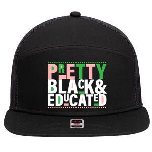 Pretty Black And Educated 7 Panel Mesh Trucker Snapback Hat