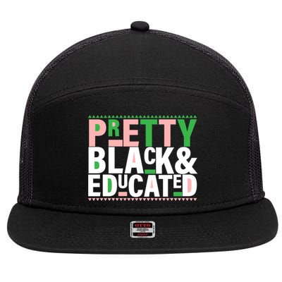 Pretty Black And Educated 7 Panel Mesh Trucker Snapback Hat