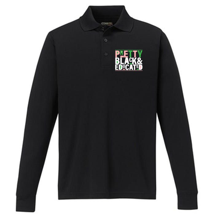 Pretty Black And Educated Performance Long Sleeve Polo