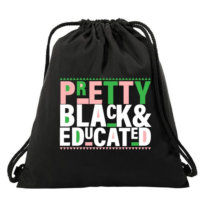 Pretty Black And Educated Drawstring Bag