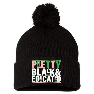 Pretty Black And Educated Pom Pom 12in Knit Beanie