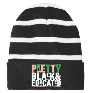 Pretty Black And Educated Striped Beanie with Solid Band