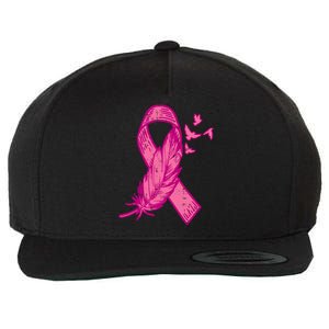 Pink Ribbon Feather Bird Cute Breast Cancer Awareness Gift Meaningful Gift Wool Snapback Cap