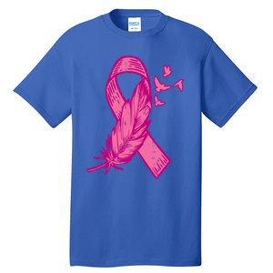 Pink Ribbon Feather Bird Cute Breast Cancer Awareness Gift Meaningful Gift Tall T-Shirt