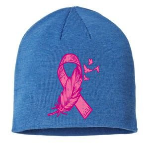 Pink Ribbon Feather Bird Cute Breast Cancer Awareness Gift Meaningful Gift Sustainable Beanie