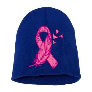 Pink Ribbon Feather Bird Cute Breast Cancer Awareness Gift Meaningful Gift Short Acrylic Beanie