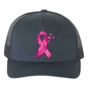 Pink Ribbon Feather Bird Cute Breast Cancer Awareness Gift Meaningful Gift Yupoong Adult 5-Panel Trucker Hat