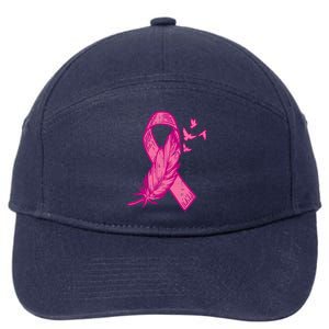 Pink Ribbon Feather Bird Cute Breast Cancer Awareness Gift Meaningful Gift 7-Panel Snapback Hat