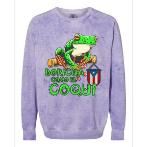 Puerto Rico Frog Puerto Rican Roots Coqui Taino Boricua Gift Colorblast Crewneck Sweatshirt