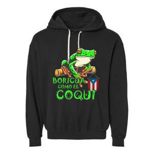 Puerto Rico Frog Puerto Rican Roots Coqui Taino Boricua Gift Garment-Dyed Fleece Hoodie