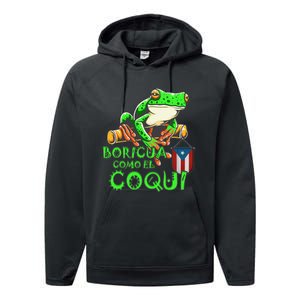 Puerto Rico Frog Puerto Rican Roots Coqui Taino Boricua Gift Performance Fleece Hoodie