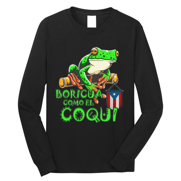 Puerto Rico Frog Puerto Rican Roots Coqui Taino Boricua Gift Long Sleeve Shirt