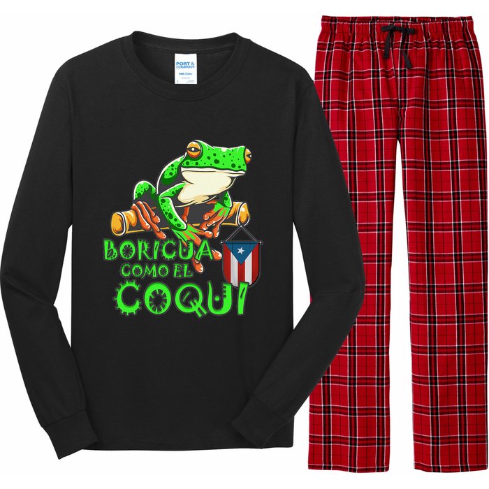 Puerto Rico Frog Puerto Rican Roots Coqui Taino Boricua Gift Long Sleeve Pajama Set