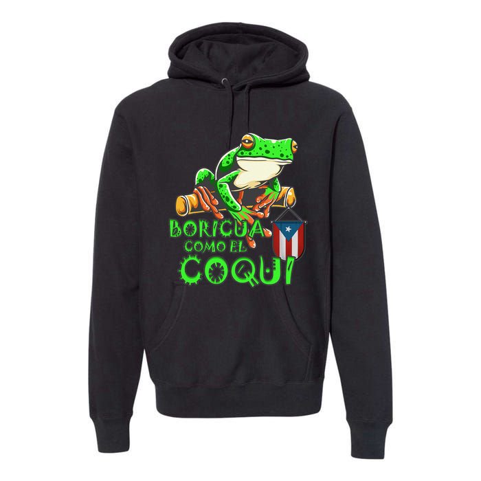 Puerto Rico Frog Puerto Rican Roots Coqui Taino Boricua Gift Premium Hoodie