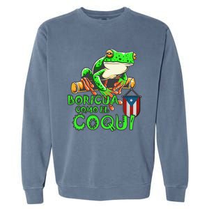 Puerto Rico Frog Puerto Rican Roots Coqui Taino Boricua Gift Garment-Dyed Sweatshirt