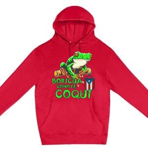 Puerto Rico Frog Puerto Rican Roots Coqui Taino Boricua Gift Premium Pullover Hoodie