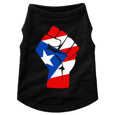 Puerto Rican Flag Raised Fist Of Solidarity Anti Trump Doggie Tank