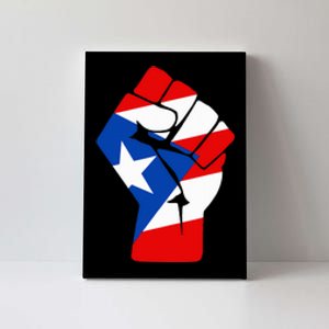 Puerto Rican Flag Raised Fist Of Solidarity Anti Trump Canvas