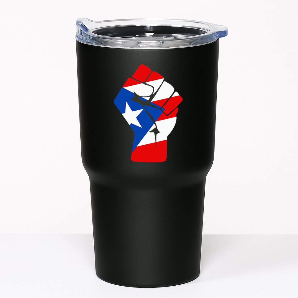 Puerto Rican Flag Raised Fist Of Solidarity Anti Trump Tumbler