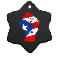 Puerto Rican Flag Raised Fist Of Solidarity Anti Trump Ceramic Star Ornament