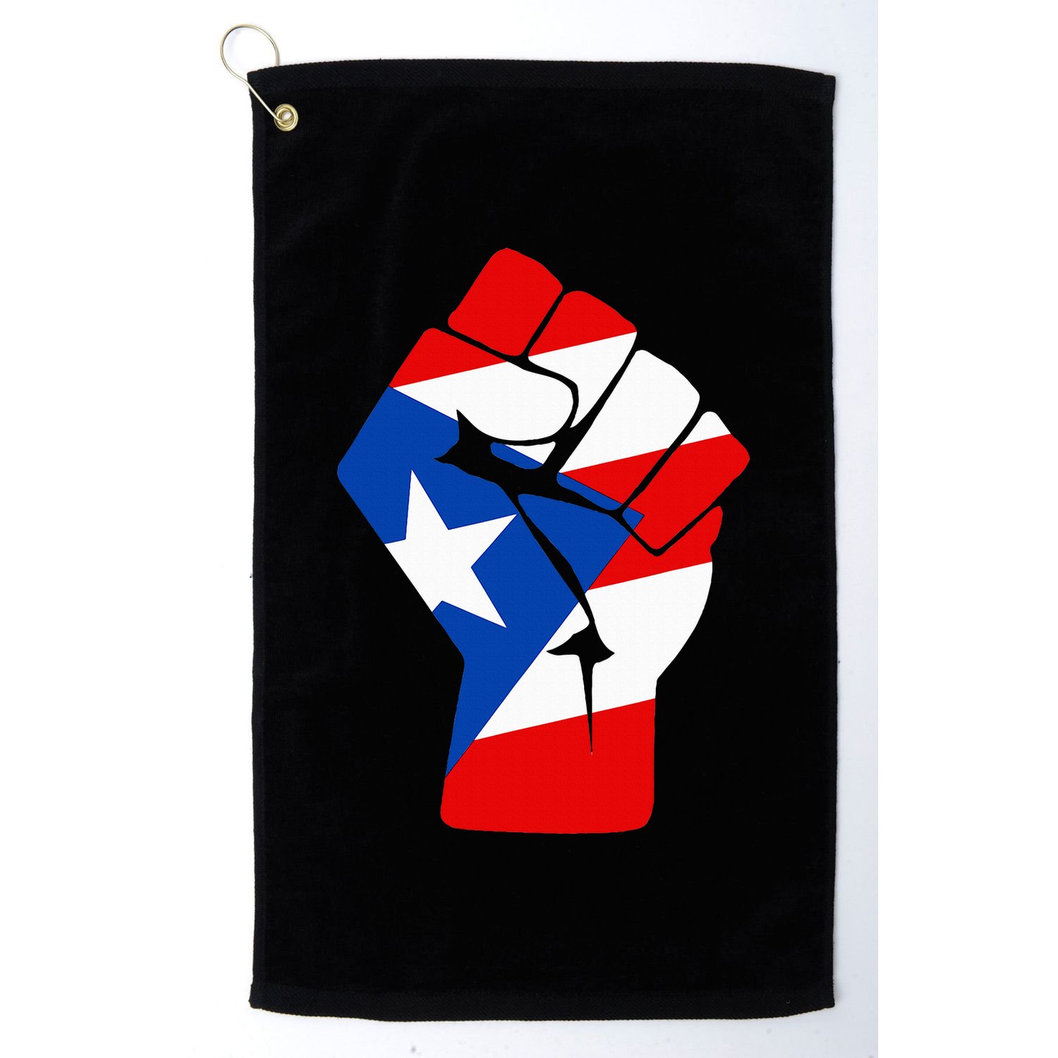 Puerto Rican Flag Raised Fist Of Solidarity Anti Trump Golf Towel