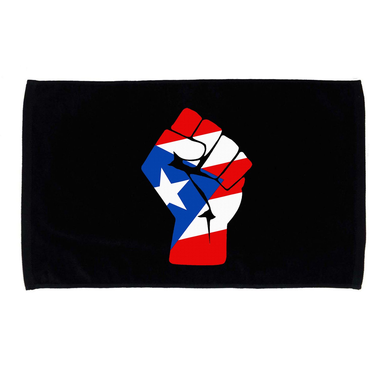 Puerto Rican Flag Raised Fist Of Solidarity Anti Trump Microfiber Hand Towel