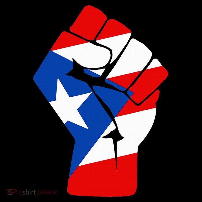Puerto Rican Flag Raised Fist Of Solidarity Anti Trump Women's V-Neck T-Shirt