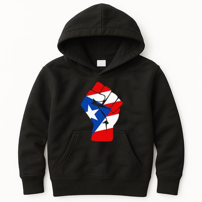 Puerto Rican Flag Raised Fist Of Solidarity Anti Trump Kids Hoodie