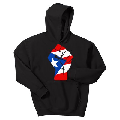 Puerto Rican Flag Raised Fist Of Solidarity Anti Trump Kids Hoodie