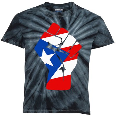 Puerto Rican Flag Raised Fist Of Solidarity Anti Trump Kids Tie-Dye T-Shirt