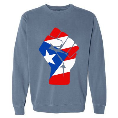 Puerto Rican Flag Raised Fist Of Solidarity Anti Trump Garment-Dyed Sweatshirt