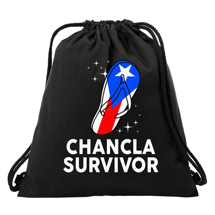 Puerto Rican Flag La Chancla Survivor Rico Hispanic Heritage Drawstring Bag