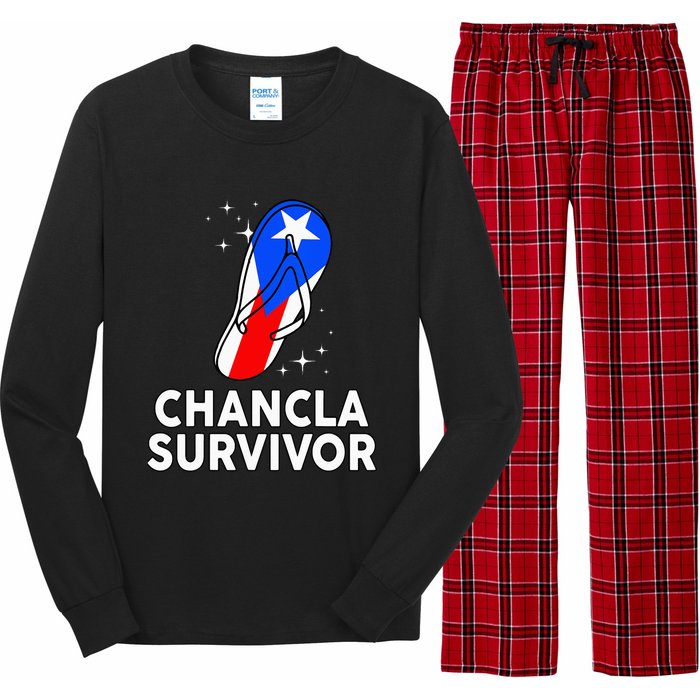 Puerto Rican Flag La Chancla Survivor Rico Hispanic Heritage Long Sleeve Pajama Set