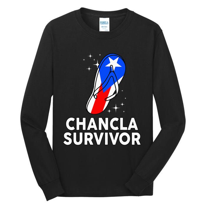 Puerto Rican Flag La Chancla Survivor Rico Hispanic Heritage Tall Long Sleeve T-Shirt