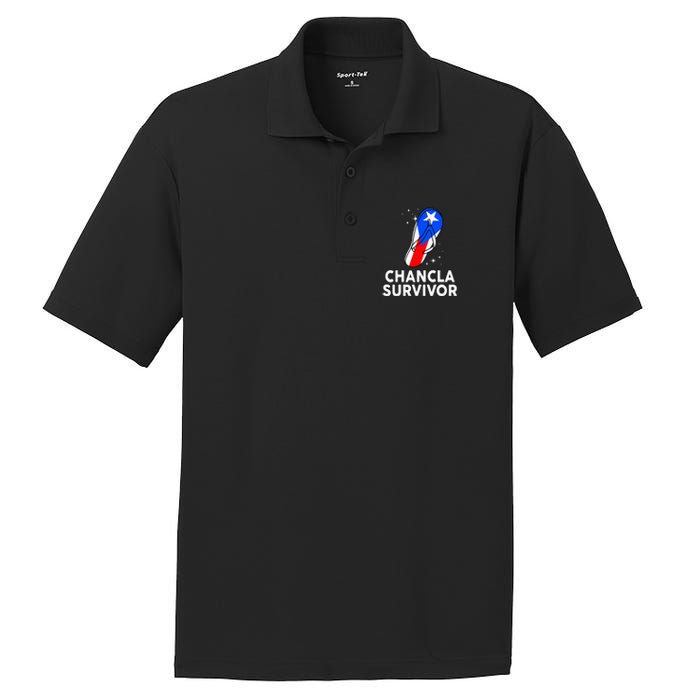 Puerto Rican Flag La Chancla Survivor Rico Hispanic Heritage PosiCharge RacerMesh Polo