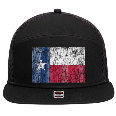 Patriotic Retro Flag Of Texas 7 Panel Mesh Trucker Snapback Hat