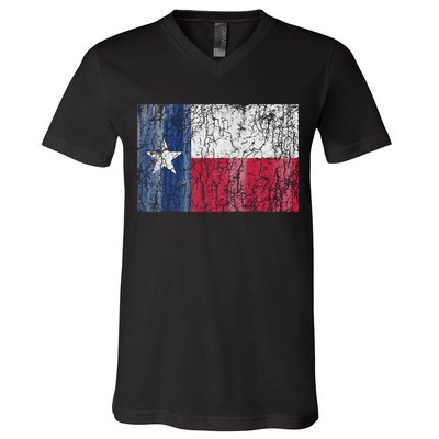 Patriotic Retro Flag Of Texas V-Neck T-Shirt