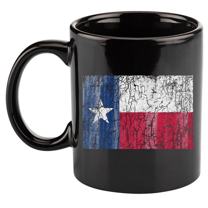 Patriotic Retro Flag Of Texas 11oz C Handle Ceramic Mug