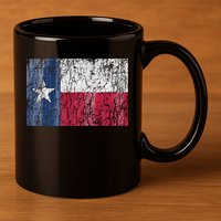 Patriotic Retro Flag Of Texas 11oz C Handle Ceramic Mug
