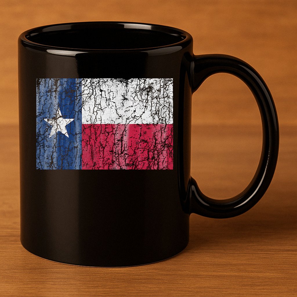 Patriotic Retro Flag Of Texas 11oz C Handle Ceramic Mug
