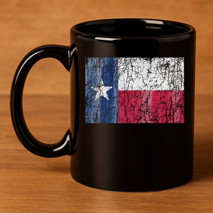 Patriotic Retro Flag Of Texas 11oz C Handle Ceramic Mug