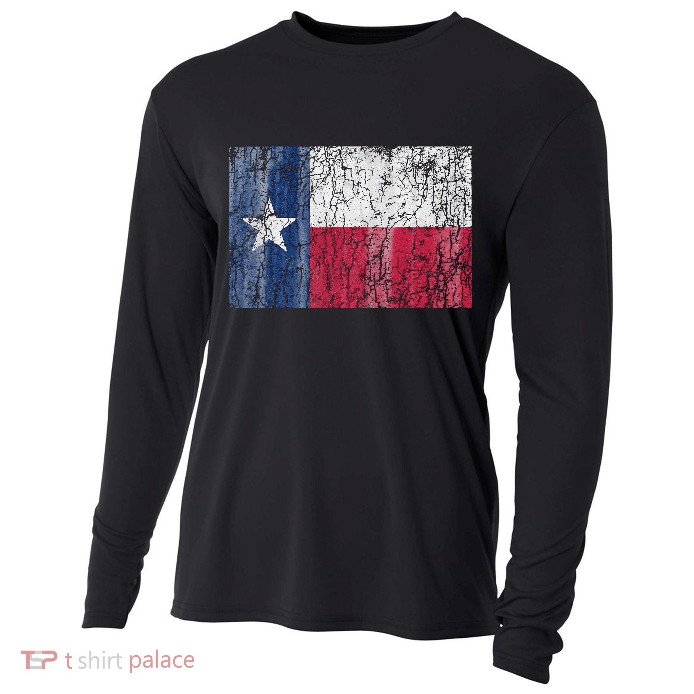 Patriotic Retro Flag Of Texas Cooling Performance Long Sleeve Crew