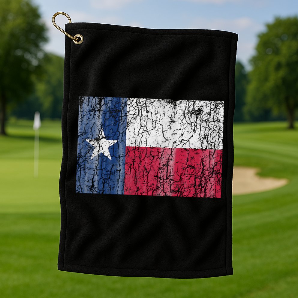 Patriotic Retro Flag Of Texas Golf Towel