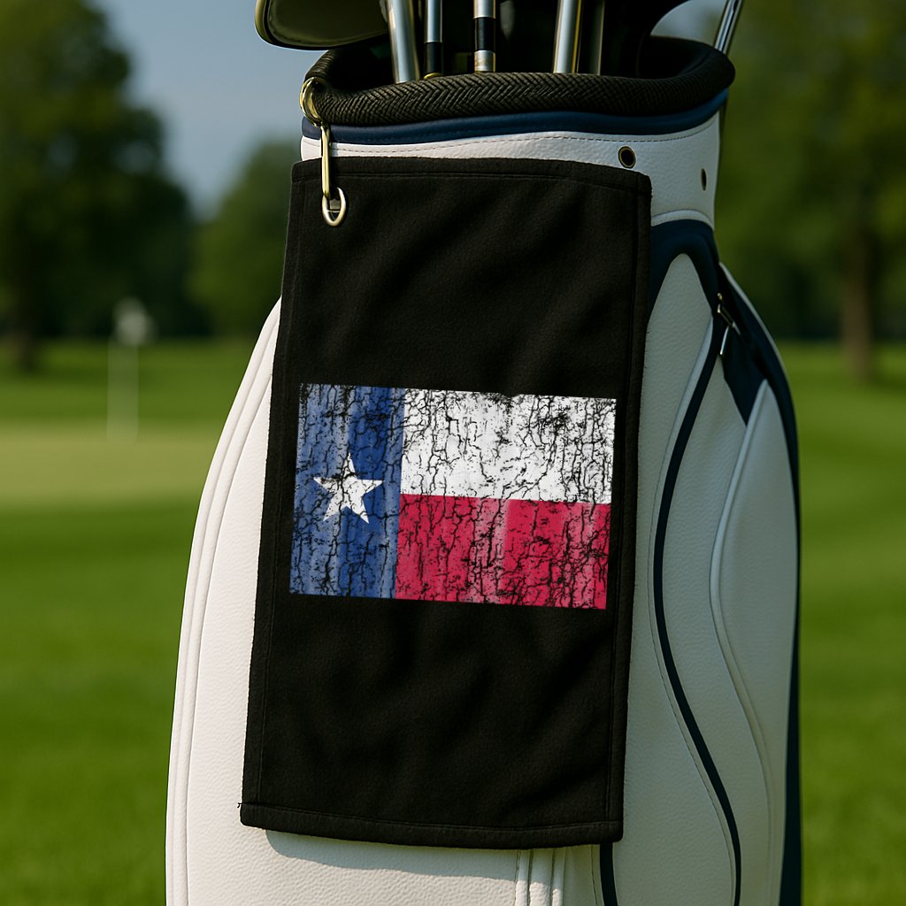 Patriotic Retro Flag Of Texas Golf Towel