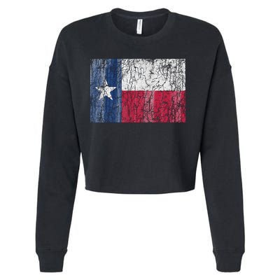 Patriotic Retro Flag Of Texas Cropped Pullover Crew