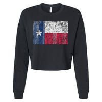 Patriotic Retro Flag Of Texas Cropped Pullover Crew