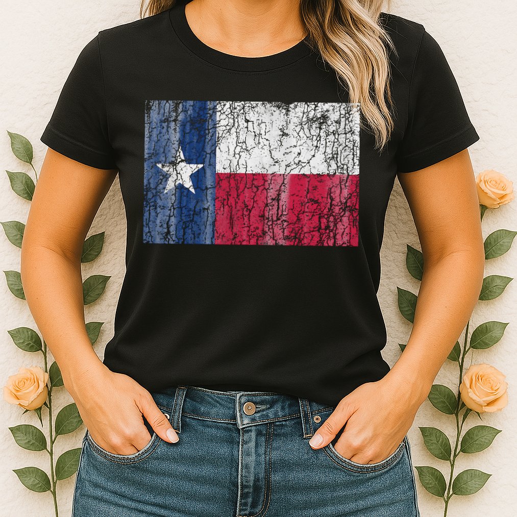 Patriotic Retro Flag Of Texas Womens T-Shirt