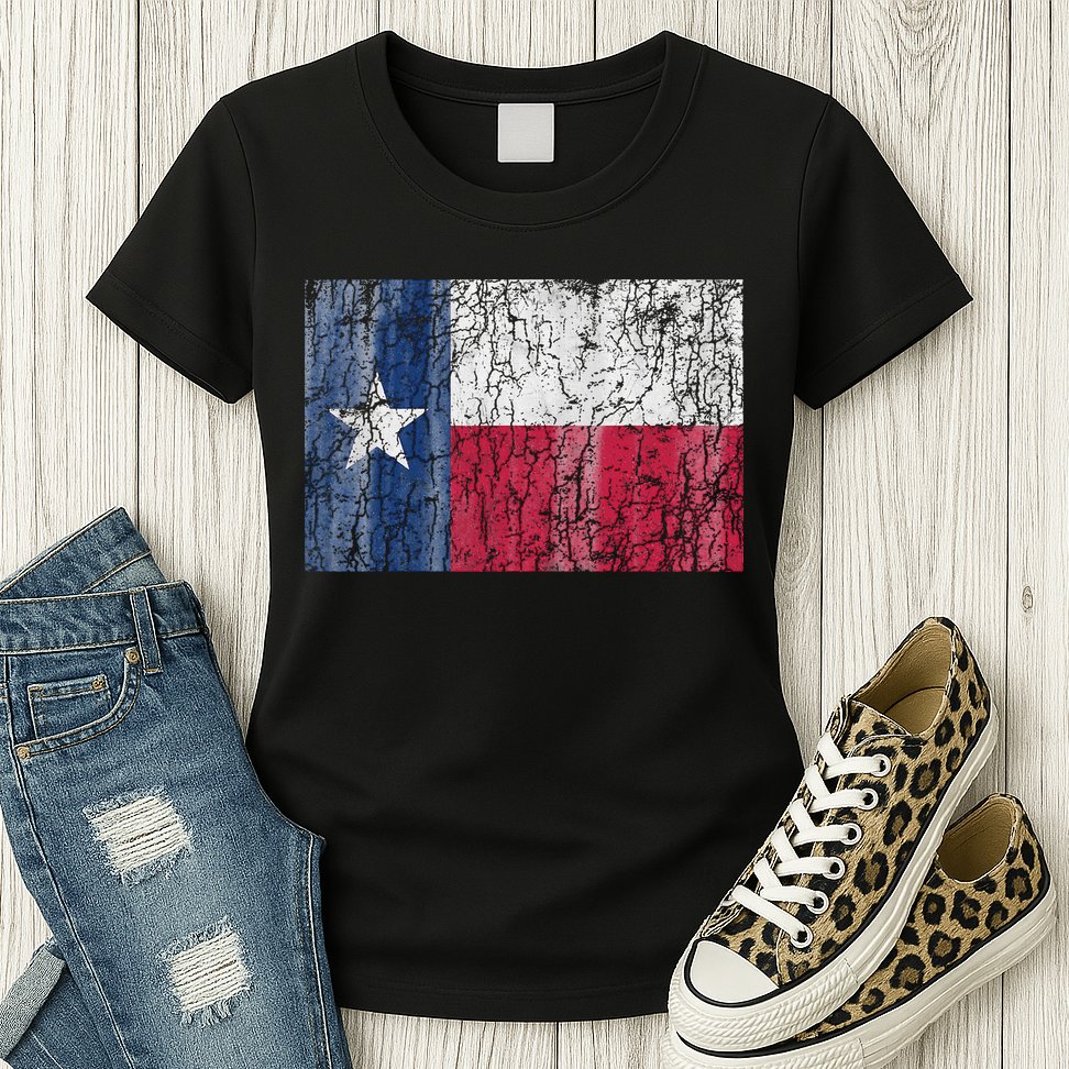 Patriotic Retro Flag Of Texas Womens T-Shirt