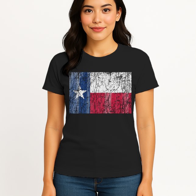 Patriotic Retro Flag Of Texas Womens T-Shirt